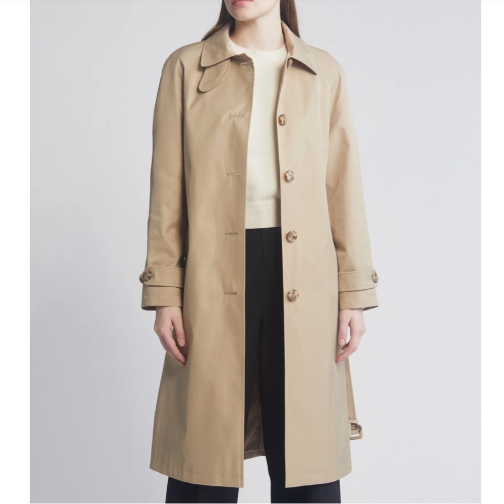 Lauren Ralph Lauren Water Resistant Belted Single Breasted Trench Coat Birch Tan